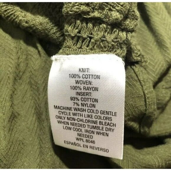 Style Co Sweater Women Size XS Green Army Olive Sheer Knit Hi Low Smock Crochet - Picture 8 of 10